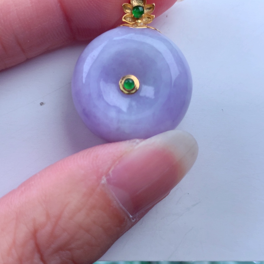 翡翠吊坠(不含链)18K金镶嵌