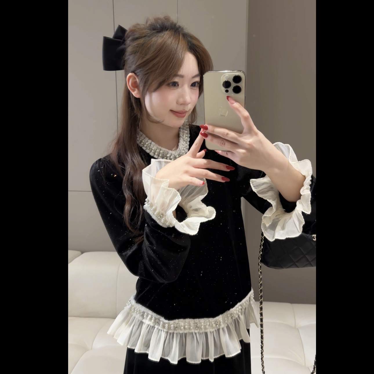 31433名媛丝绒上衣