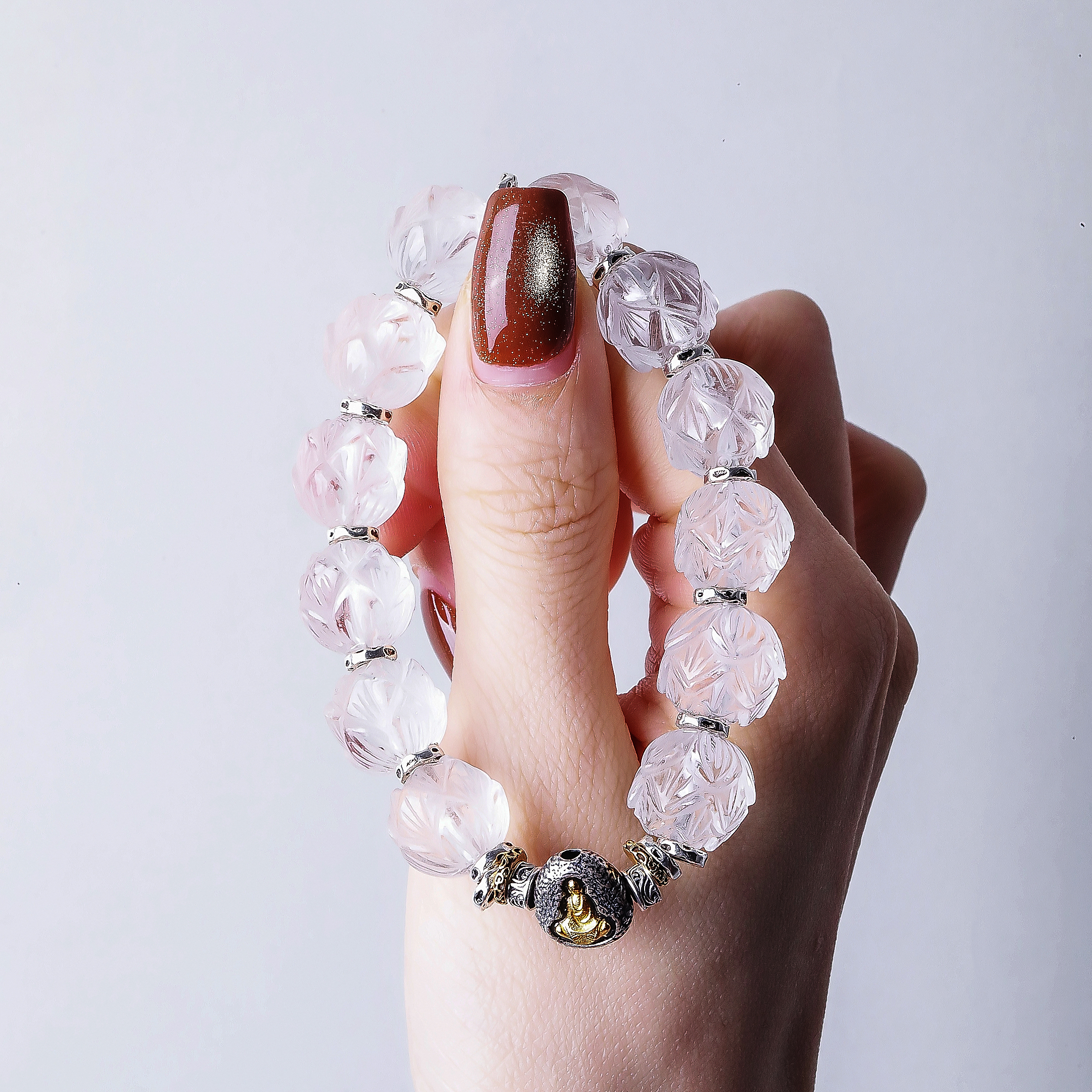 925银戒指 七 S09734 白水水莲华弹力手串