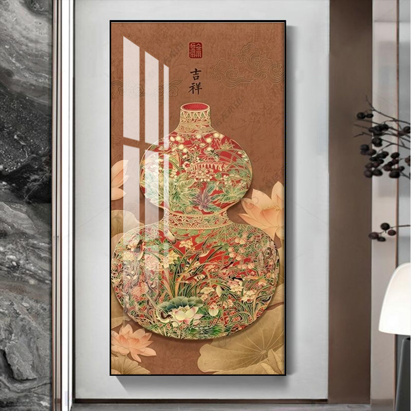 新中式葫芦旺运玄关装饰画走廊过道墙面壁画寓意美好