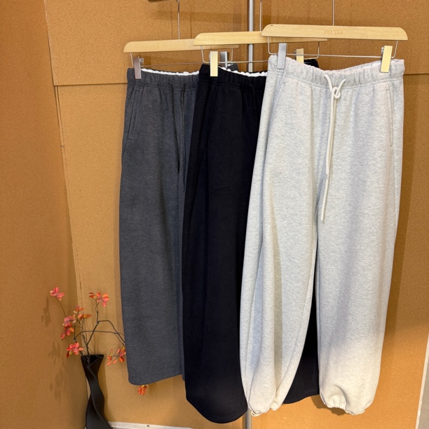 秋冬绵加绒弯刀裤女宽松显瘦松紧腰拉绒保暖休闲阔腿裤