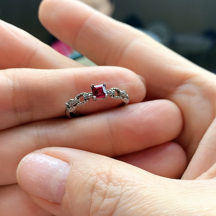 红宝石戒指银S925镶嵌