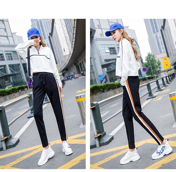 0082薄款其他风格九分裤高腰休闲裤夏季春夏宽松垂感显瘦运动阔时