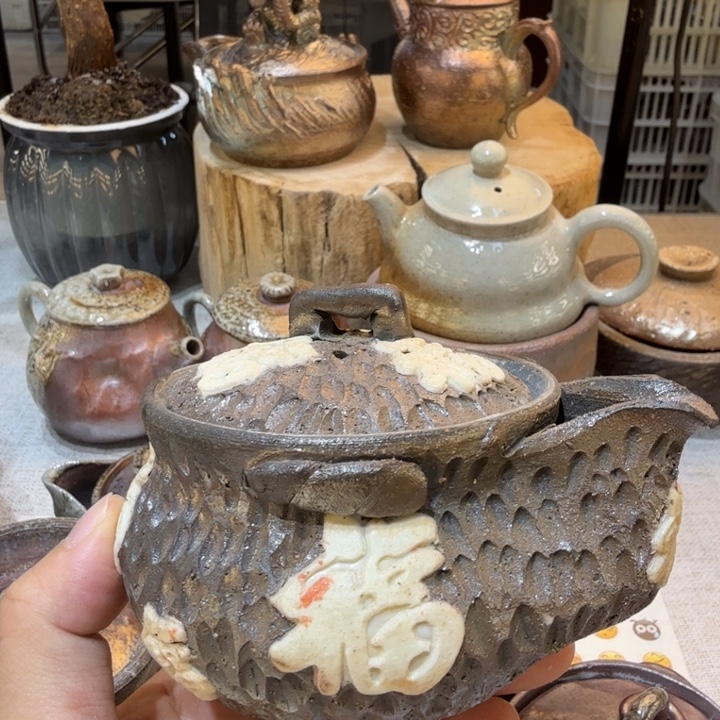 陶盘柴烧福利心哦多多