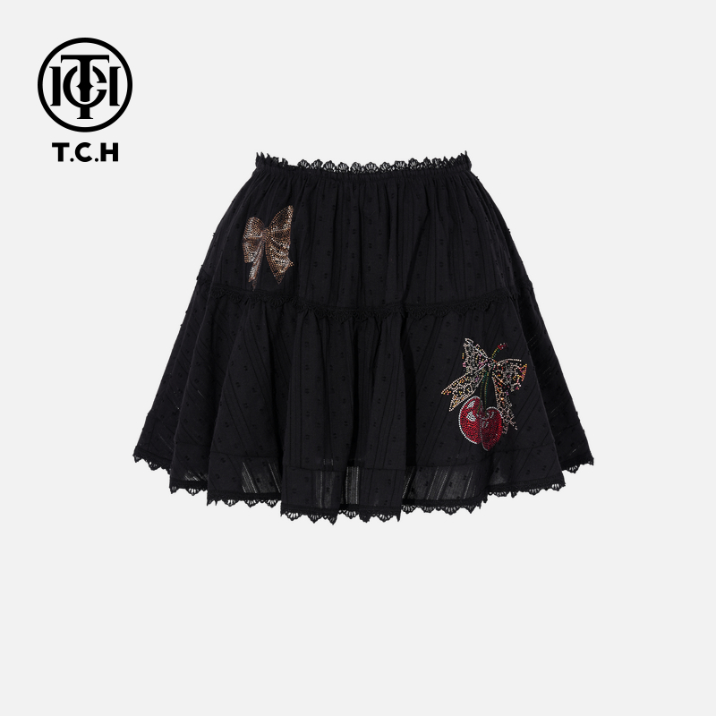 TCH私服烫钻工艺新时尚淑女百搭新潮流半裙女T75B22E5040轻奢tch