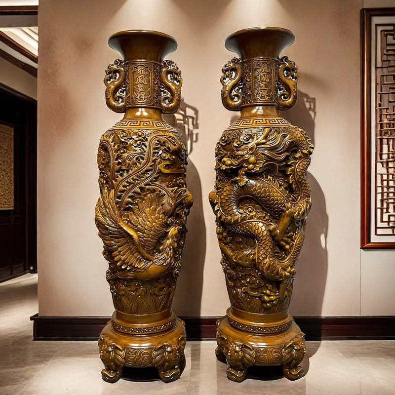 【龙凤呈祥】新中式家居高档大号花瓶摆件