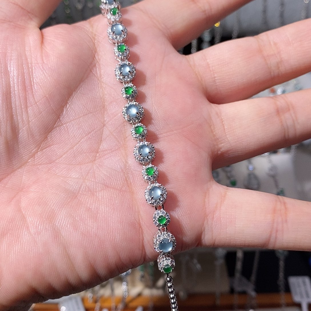 翡翠银S925镶嵌手链