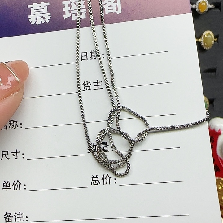 翡翠戒指银S925镶嵌链子