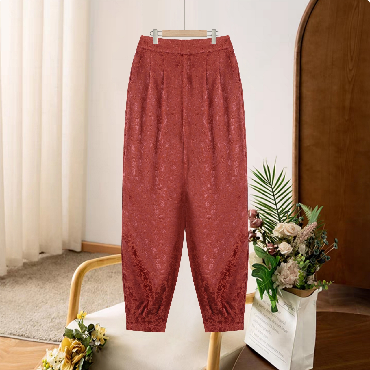 春夏秋夏季印花立体剪裁休闲裤哈伦裤长裤民族风女裤复古宽松