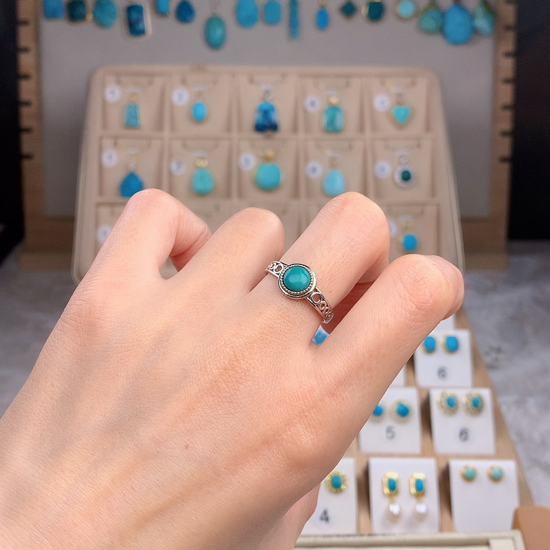 绿松石银S925镶嵌戒指