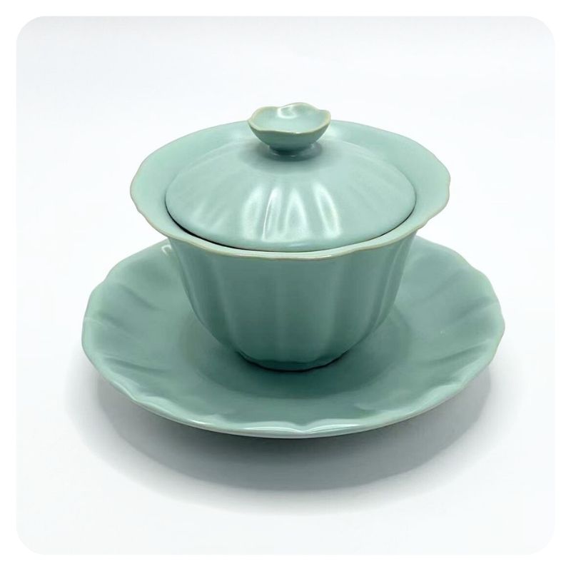 175cc/天青花型器三才盖碗 | 陶瓷瓷盖碗茶盖碗中式简约