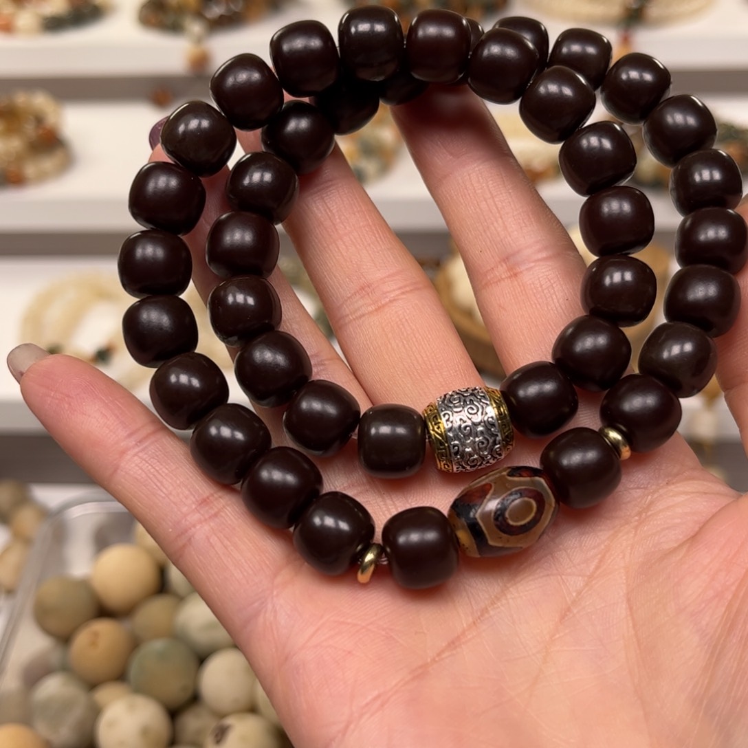 白玉菩提手串溏心老了料双圈