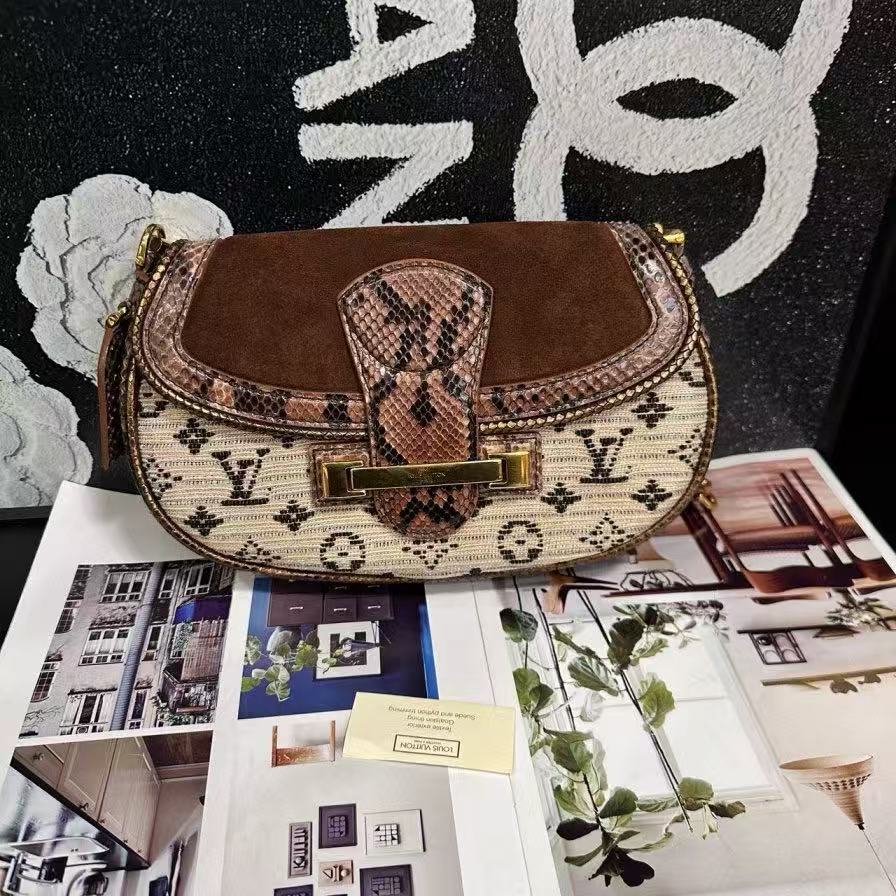 95新 LouisVuitton/路易威登 蛇拼麂皮单肩包11年 8250