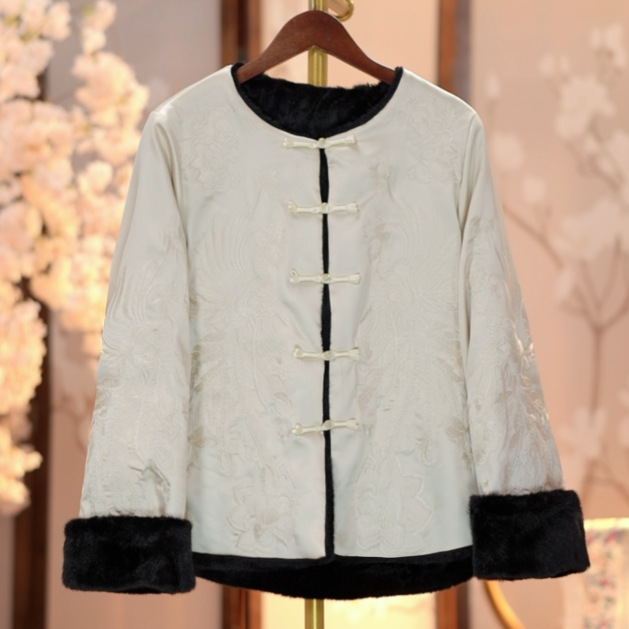 《庭植兰-双面穿》加绒加厚2025新中式国风刺绣女士百搭长袖外套