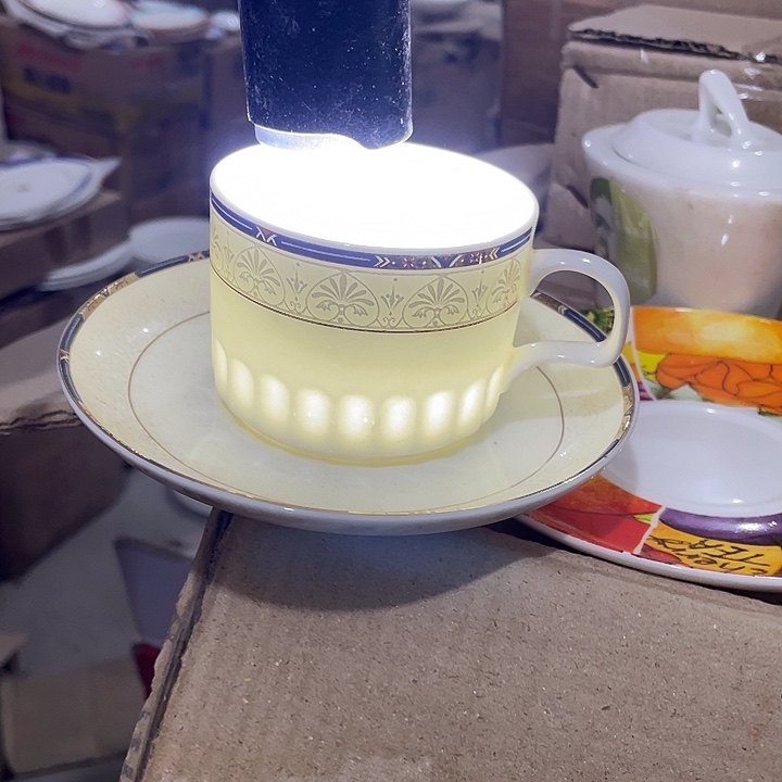 瓷片汉玉出口底标咖啡杯一对