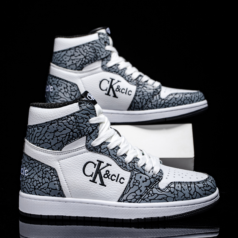 ck&clc【定制】高帮真皮休闲鞋高帮鞋子板鞋休闲潮鞋干净感轻奢板鞋