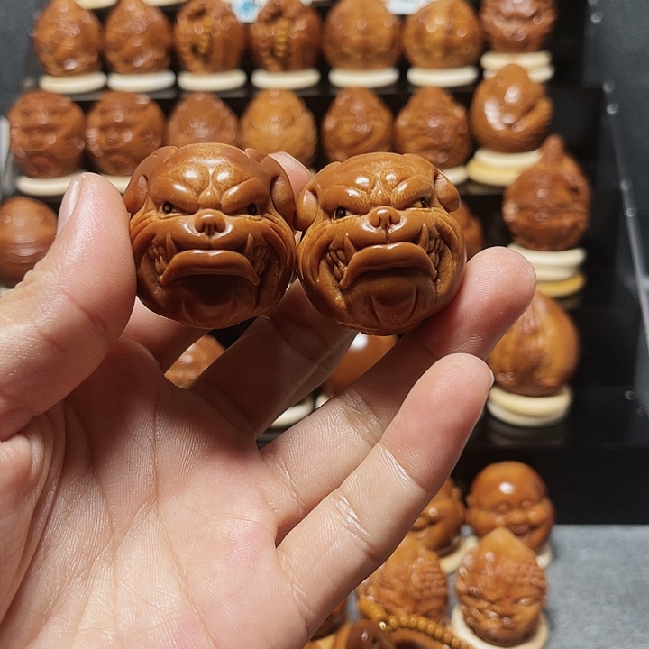 橄榄核把件旺财通尺一对007