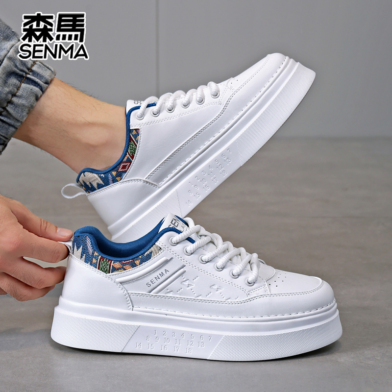 SENMA/森马男鞋国风刺绣干净感痞帅男鞋秋冬保暖板鞋开车男鞋