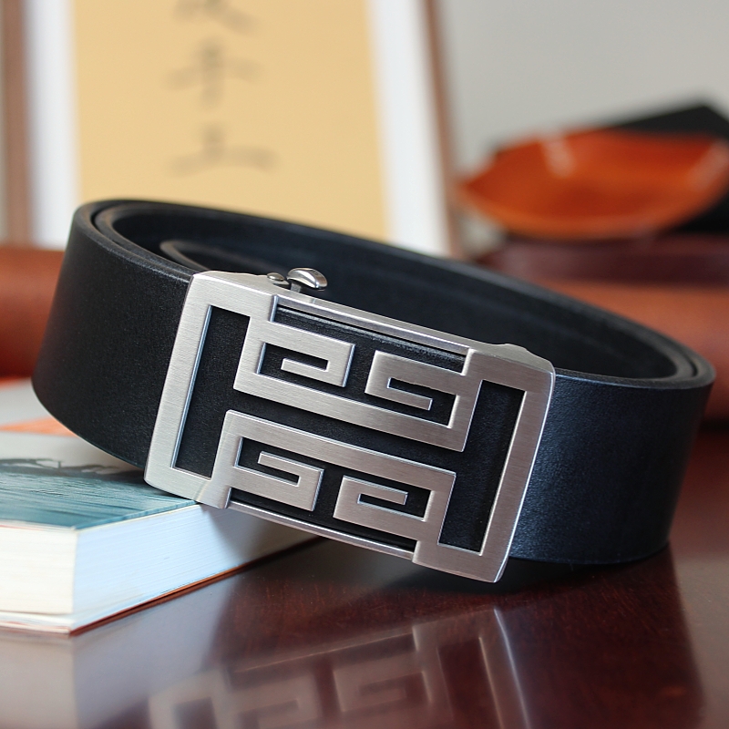 手工定制进口植鞣皮头层牛皮真皮腰男士高端不锈钢无牙自动扣皮带