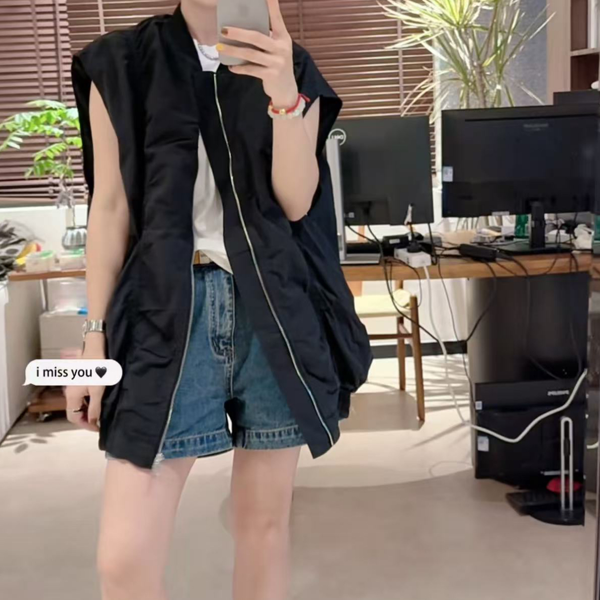 【五五定制】2025新款推荐—春季时尚街头休闲宽松纯色马甲衬衫