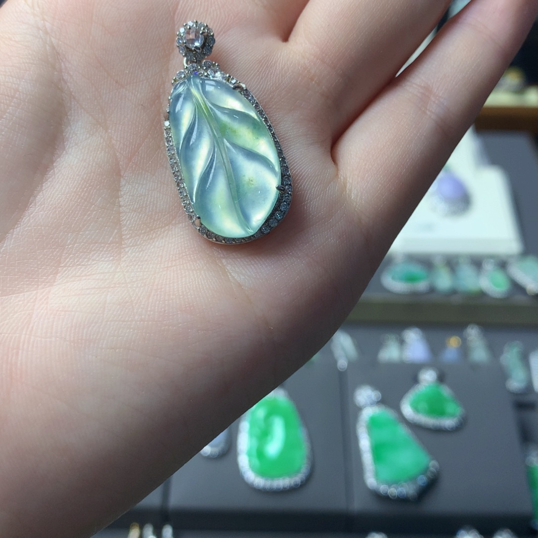 翡翠银S925镶嵌挂件