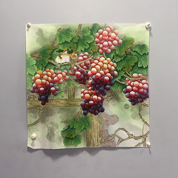 国画四尺斗方葡萄