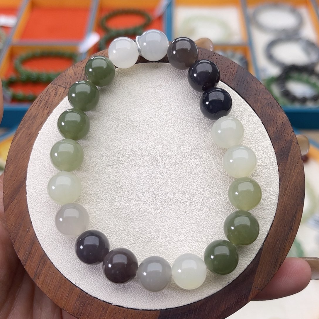 和田玉未镶嵌手串A17卡10