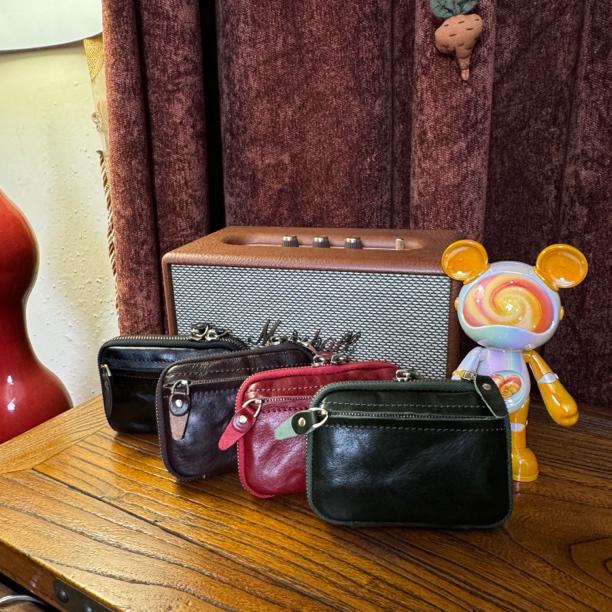 新款头层植鞣牛皮韩版多功能钥匙包零钱包卡包 86001