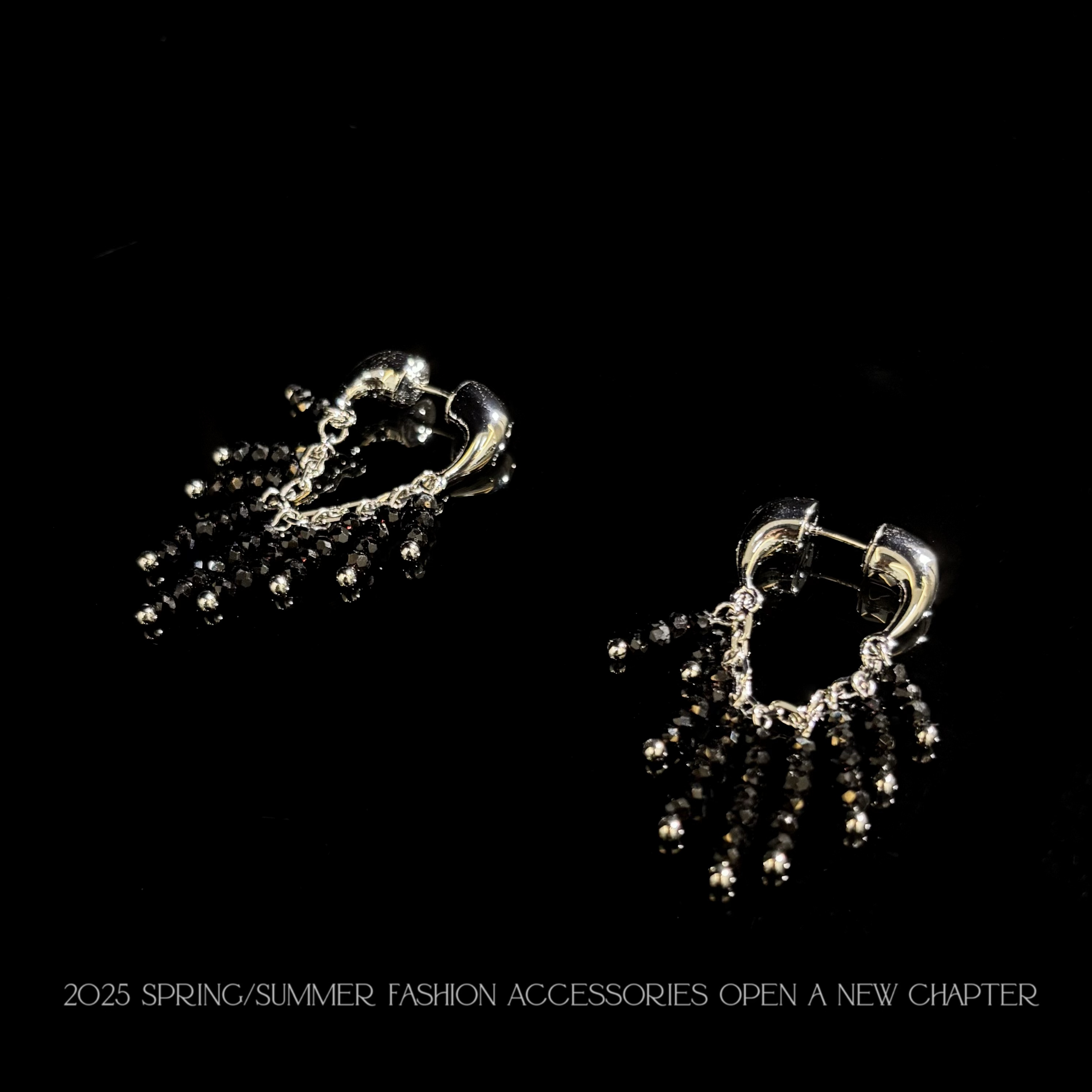 铜合金耳饰 镀K金 2025款C2014【暗影流苏】BOBAOLI 耳钉