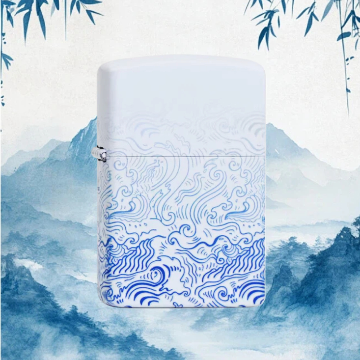 无底刻碧海蓝波煤油打火机 节日礼物送男友 无油