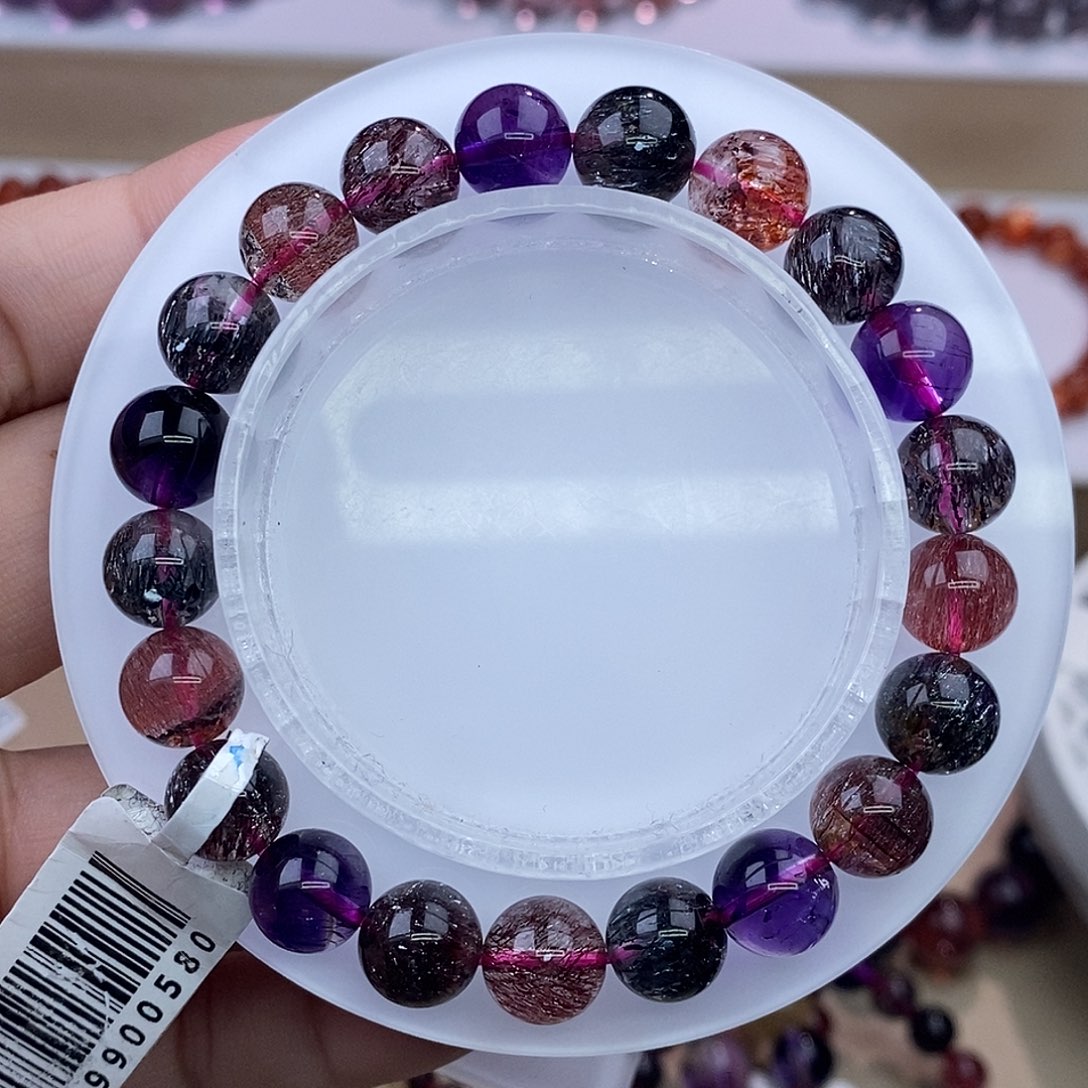 水晶手链未镶嵌黑加仑超七9+m