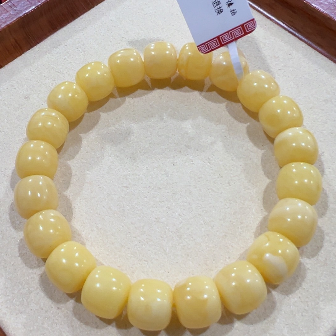 蜜蜡手链未镶嵌10m满蜡手串瑕