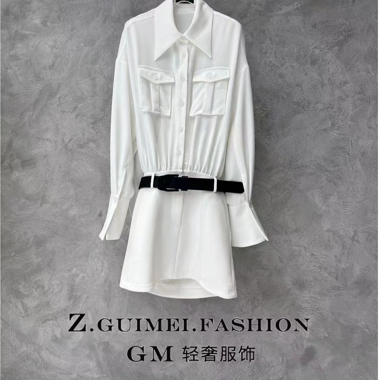 【肆姐高定】设计师款简约衬衫连衣裙X1648