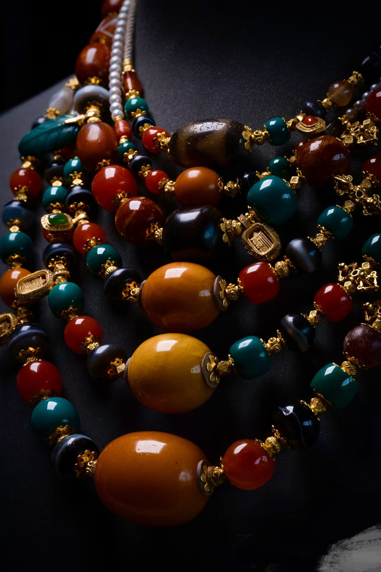 合金仿珍珠项链 民族风锁骨链长款复古饰品