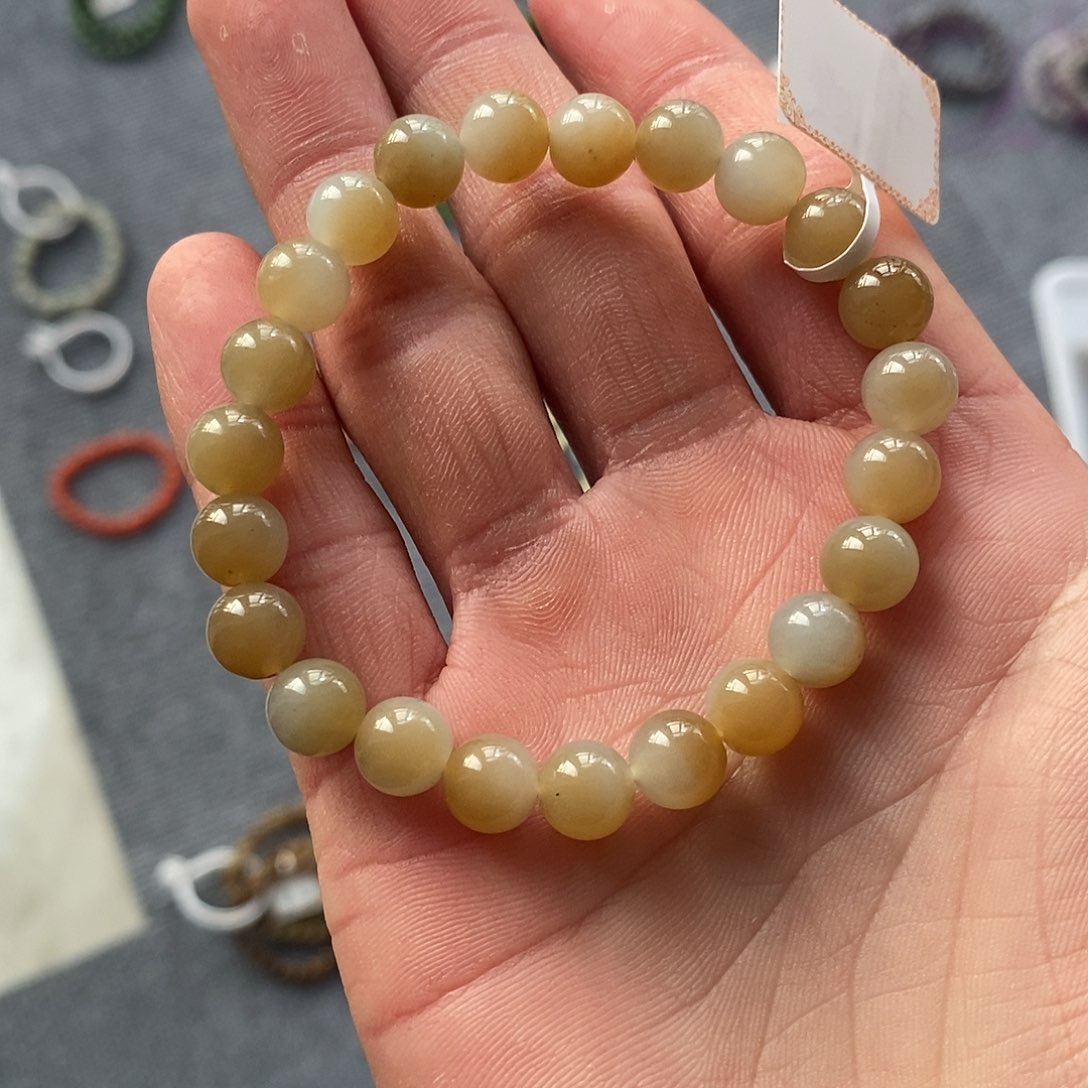 和田玉手串未镶嵌敉*奶蓝