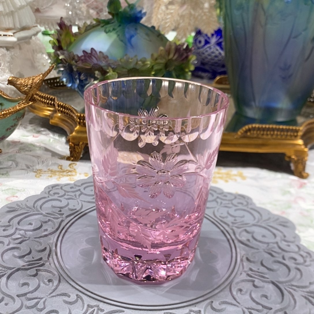摆件QB1919德国粉色水晶杯威士忌杯