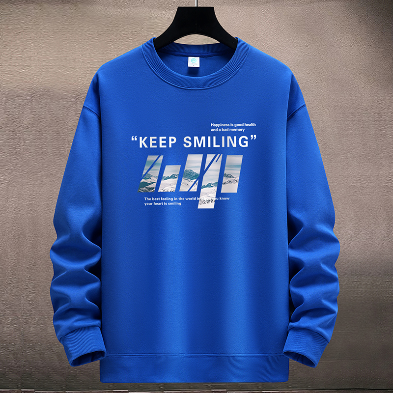 雪景高品质亲肤舒适男款圆领卫衣大码男上衣套头秋冬加绒加厚外套