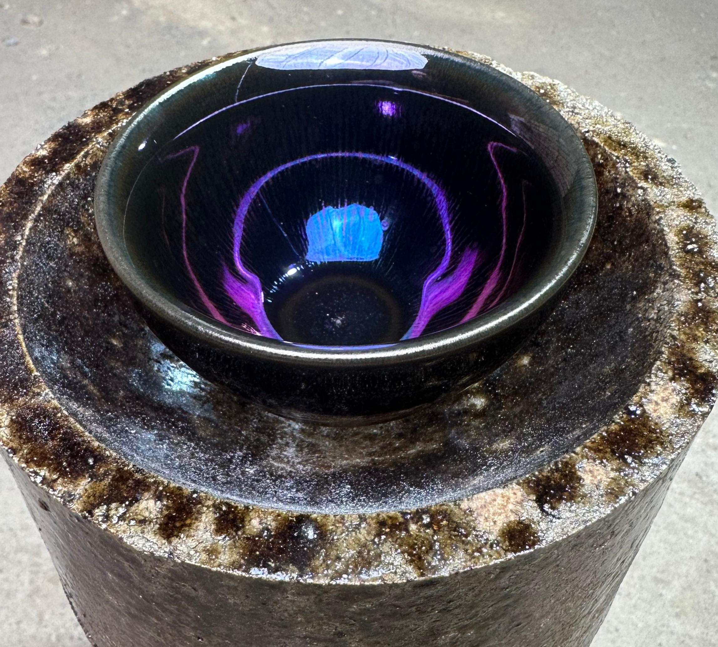 建窑建盏 七彩毫 束口盏.