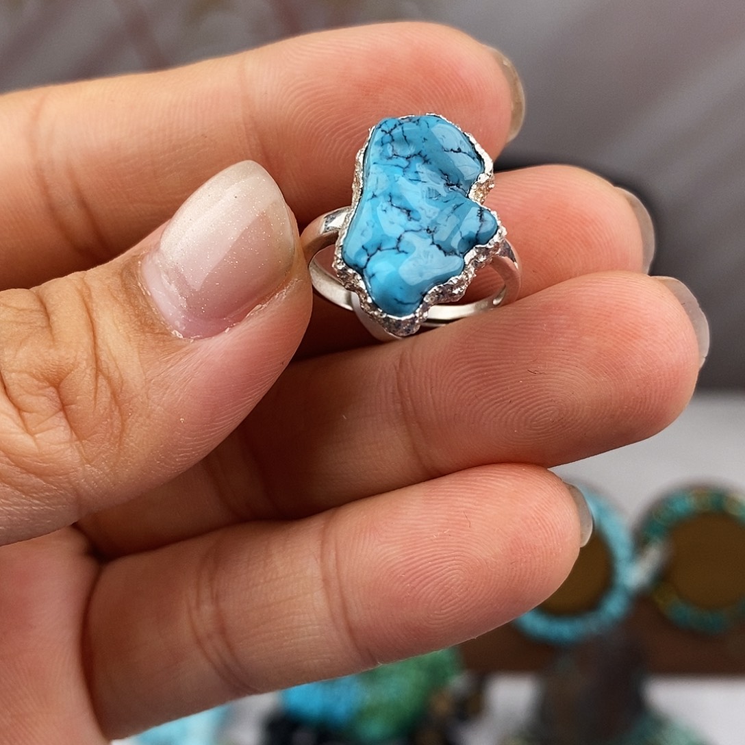 绿松石银S925镶嵌原矿