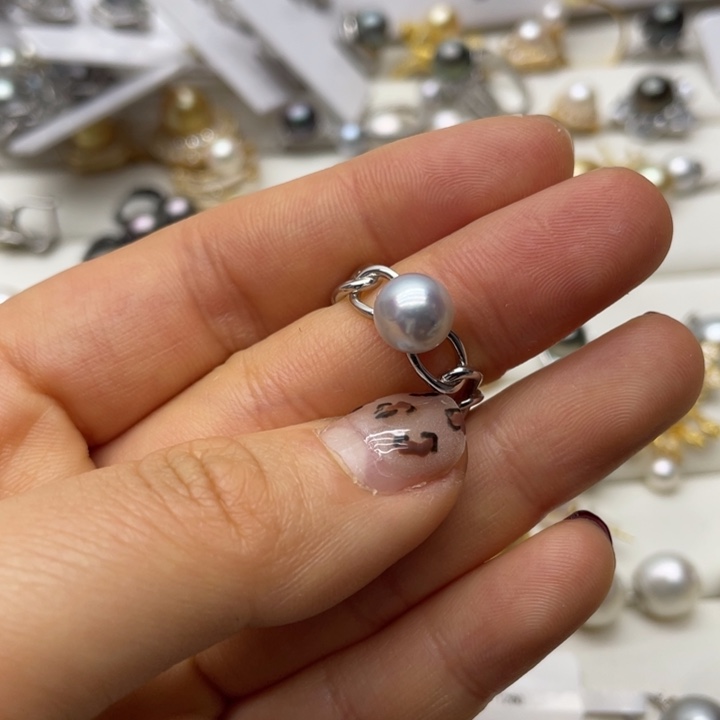 海水珍珠戒指银S925镶嵌