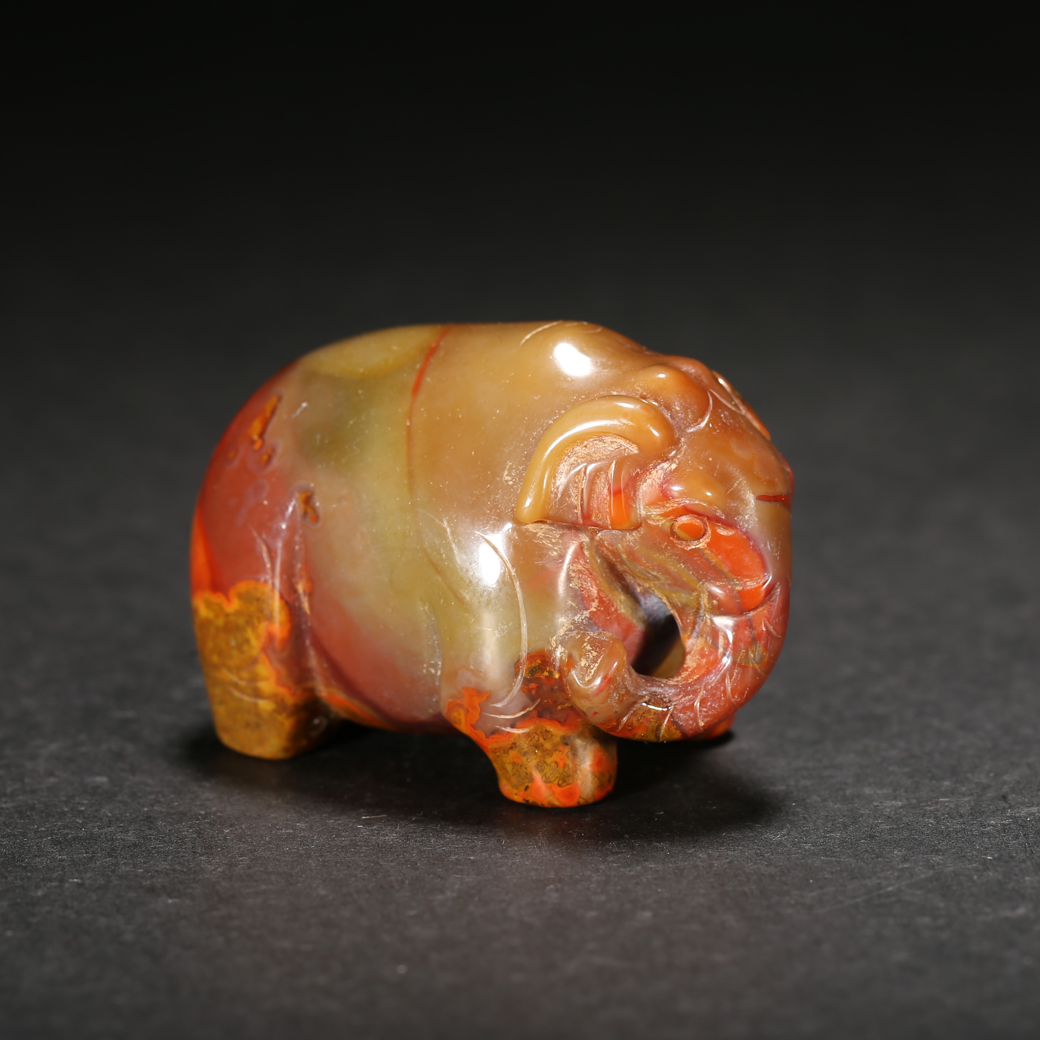 明代*战国红玛瑙象/01WWZ0490/玛瑙【北京文博】