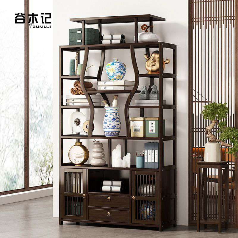 新中式茶柜陈列柜置物架博古架茶叶架展示架隔断紫砂壶摆放架屏风