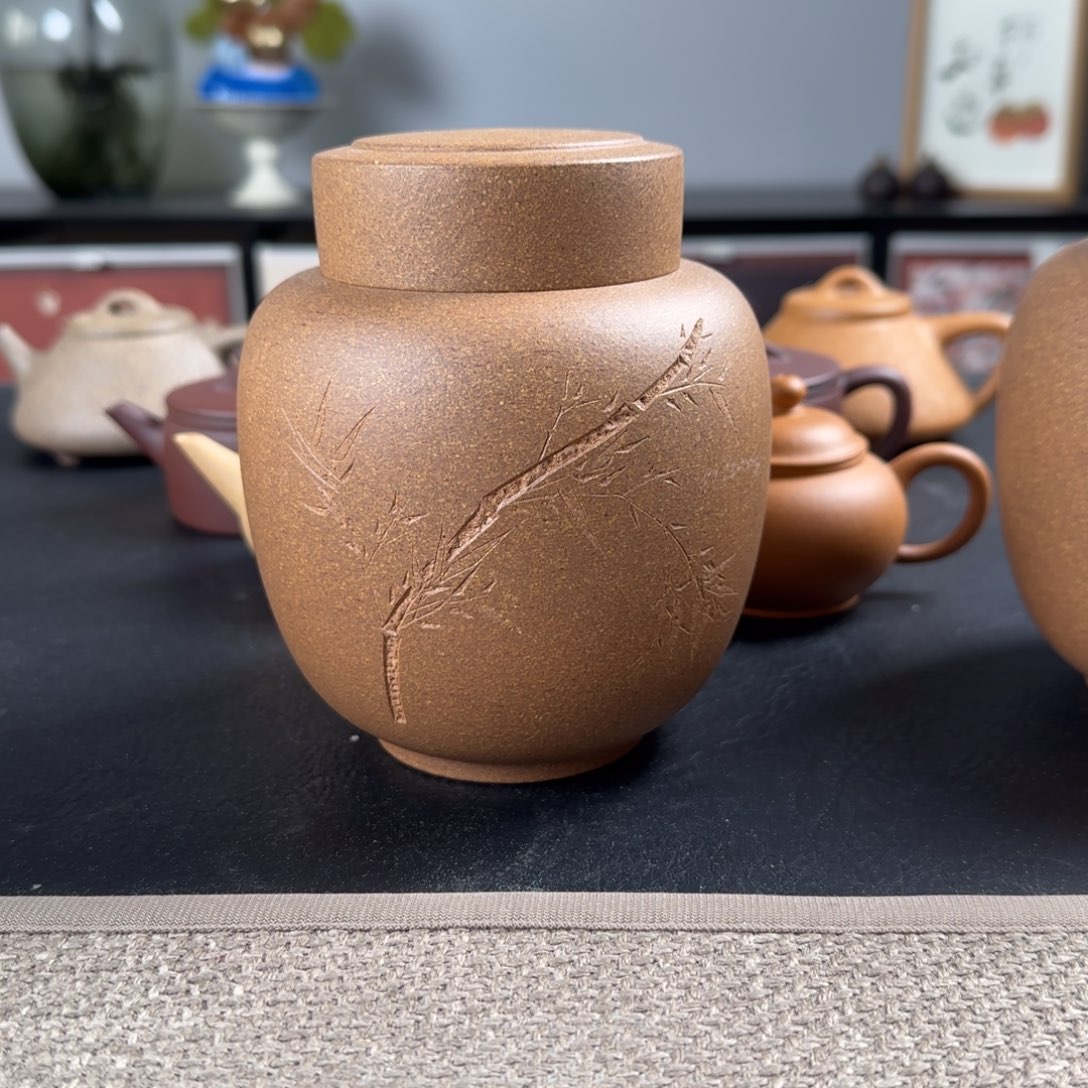 W***8紫砂茶壶竹叶茶叶罐