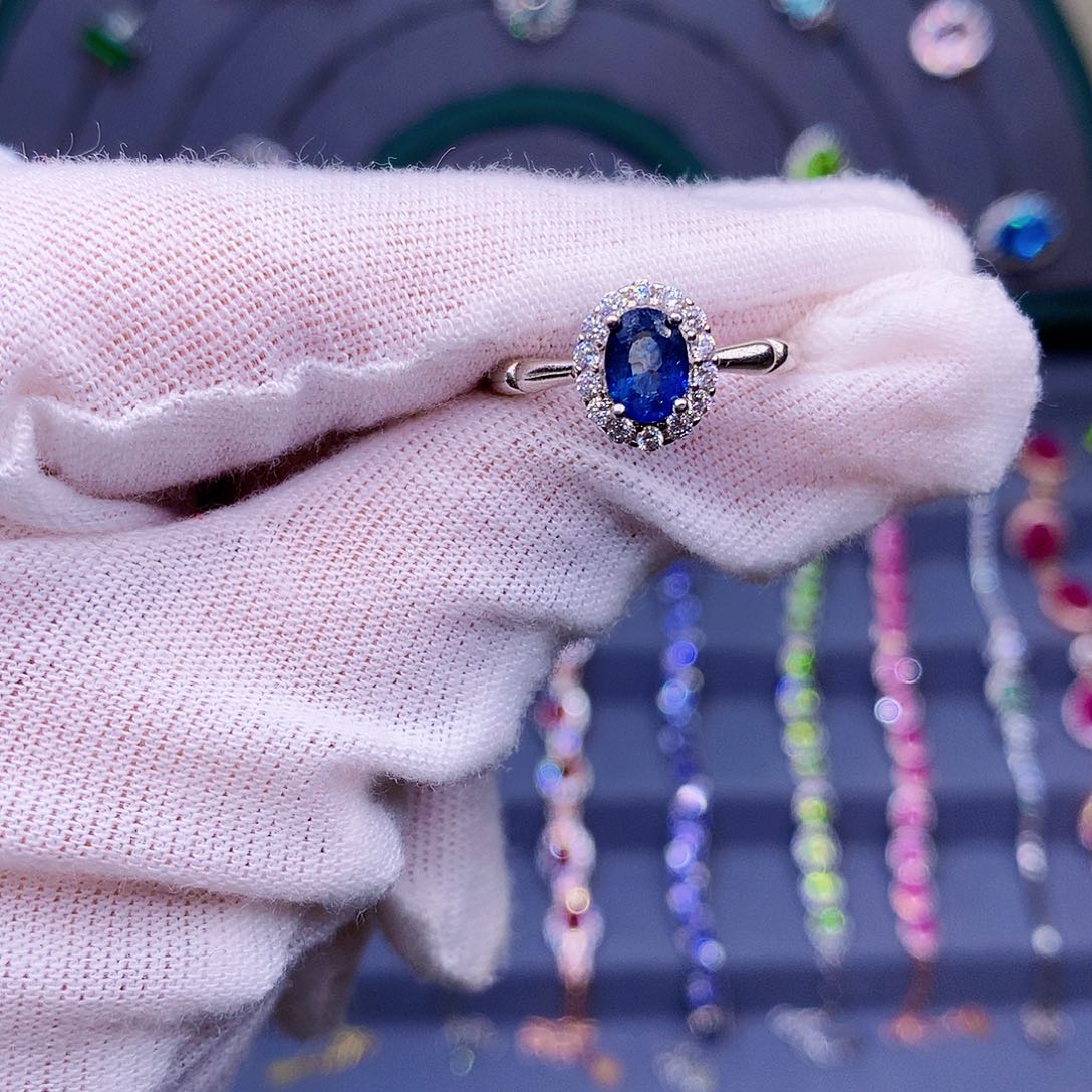 蓝宝石戒指银S925镶嵌