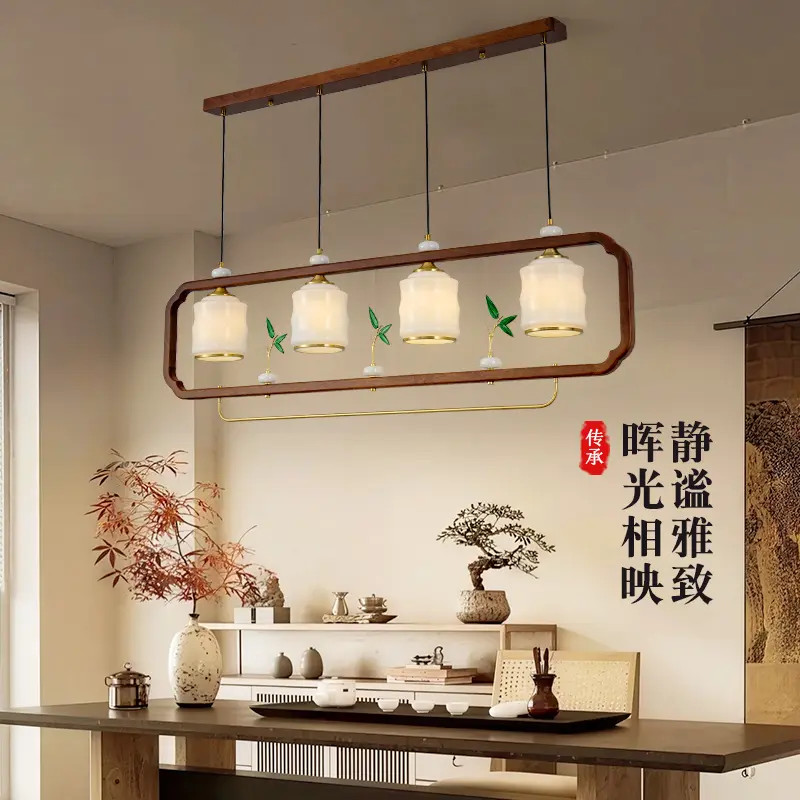 宋氏美学国风经典餐吊酒店中古风格新中式餐厅铜加木餐吊中式1574