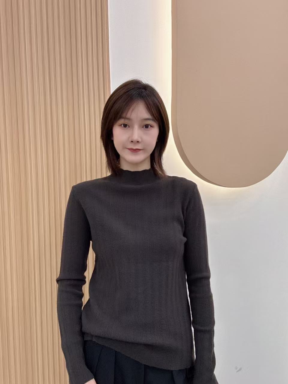 修身显瘦小众半高领针织衫6041