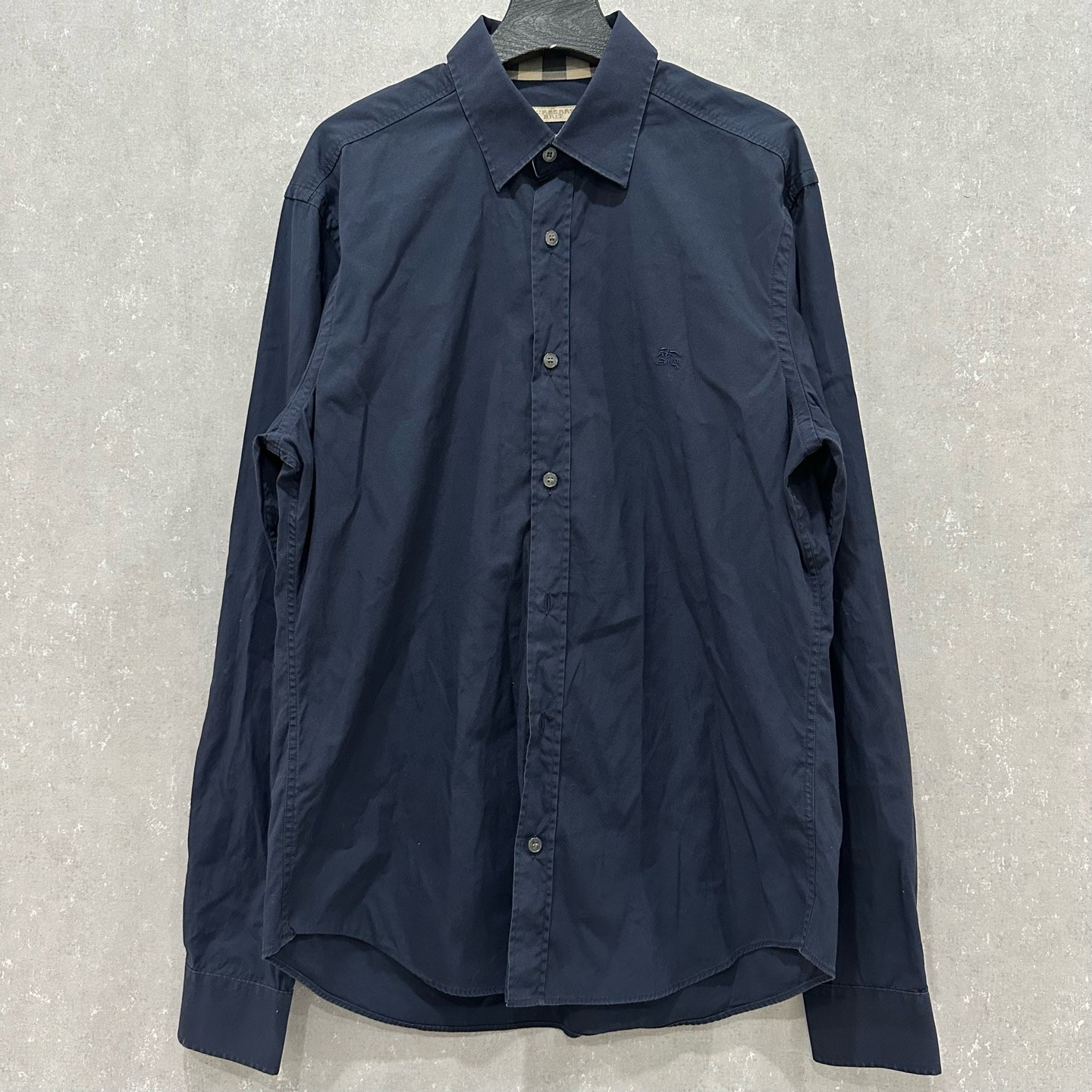 99新 BURBERRY/博柏利 蓝色衬衫小标格纹内衬M码/004972