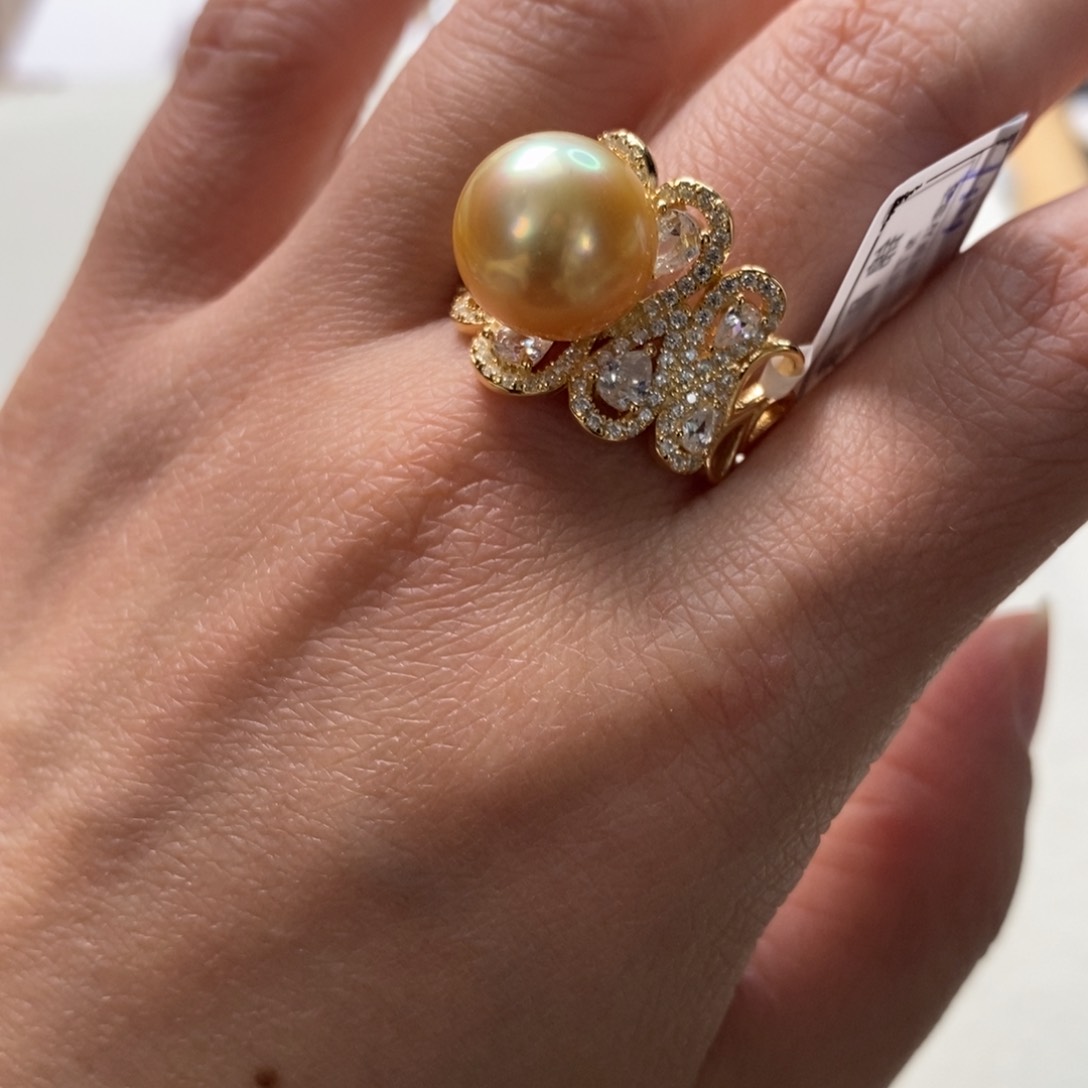 海水珍珠戒圈银S925镶嵌