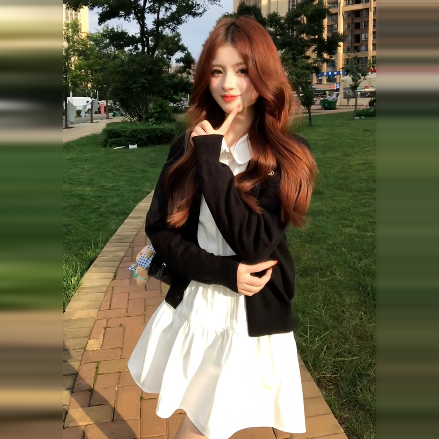 白色娃娃领衬衫连衣裙子女2025新款早秋季小个子穿搭气质套装短裙