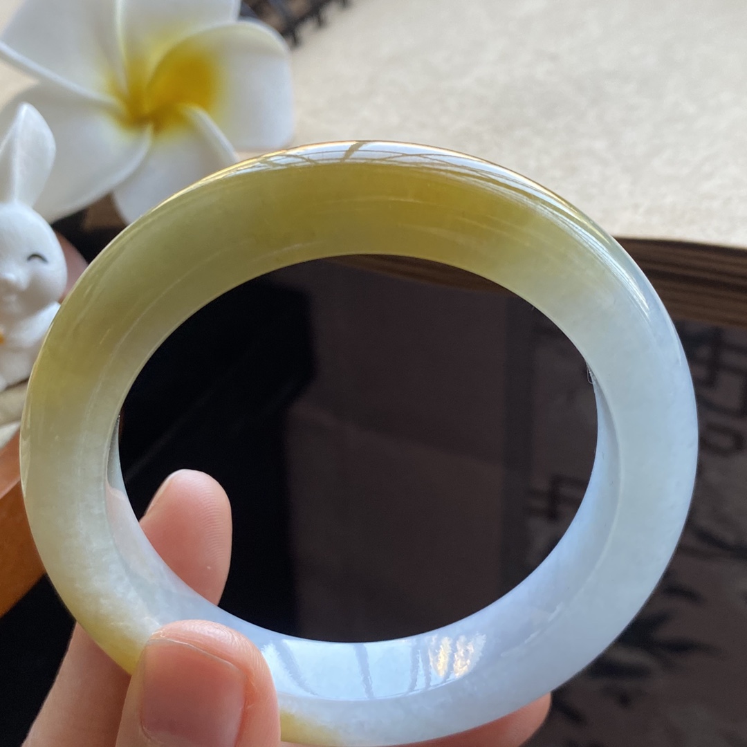 02.20批897号54-12.3-9.6冰黄正圈！万千气象中！天然翡翠手镯